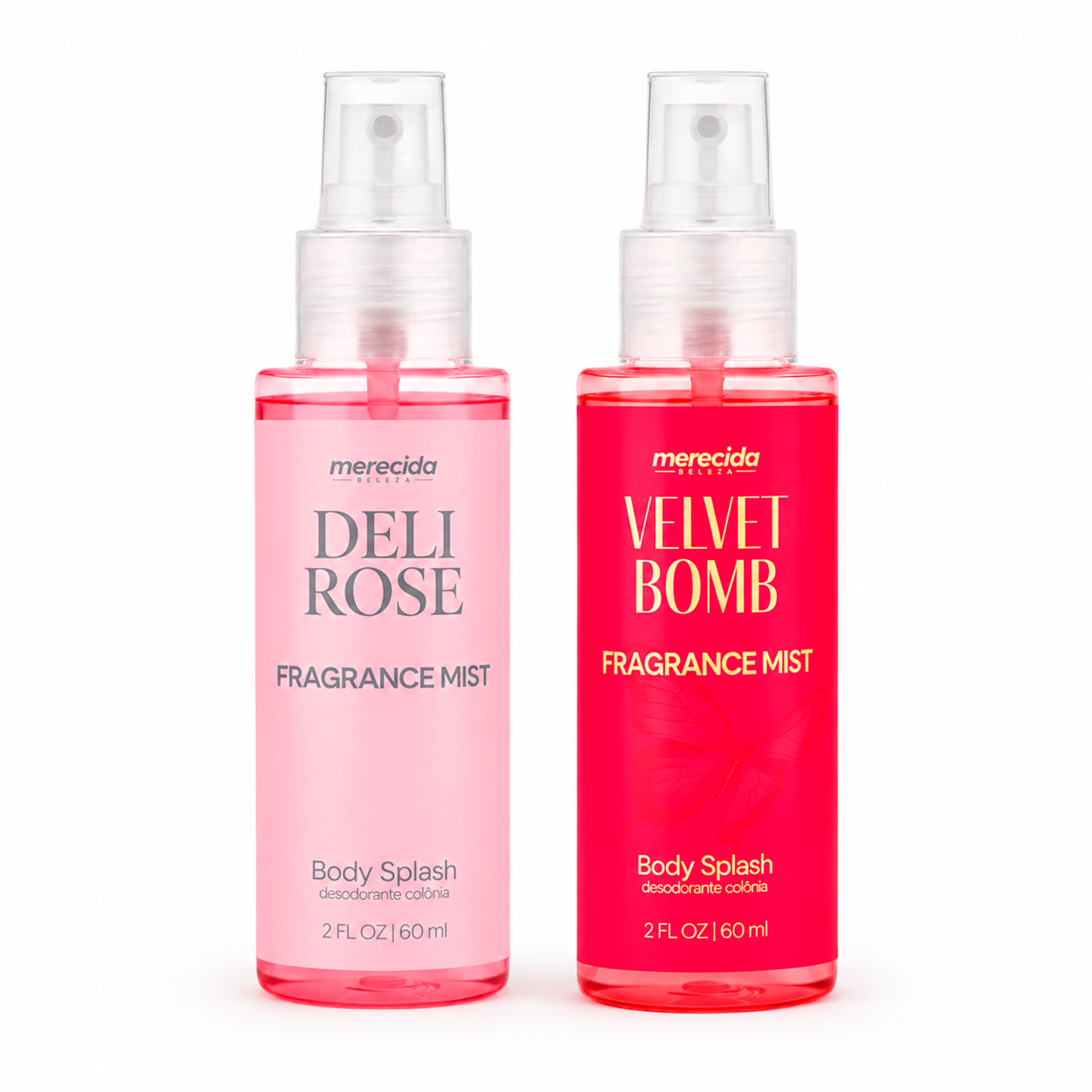 Kit 2 Body Splash Desodorante Colônia 60ml - Deli Rose e Velvet Bomb
