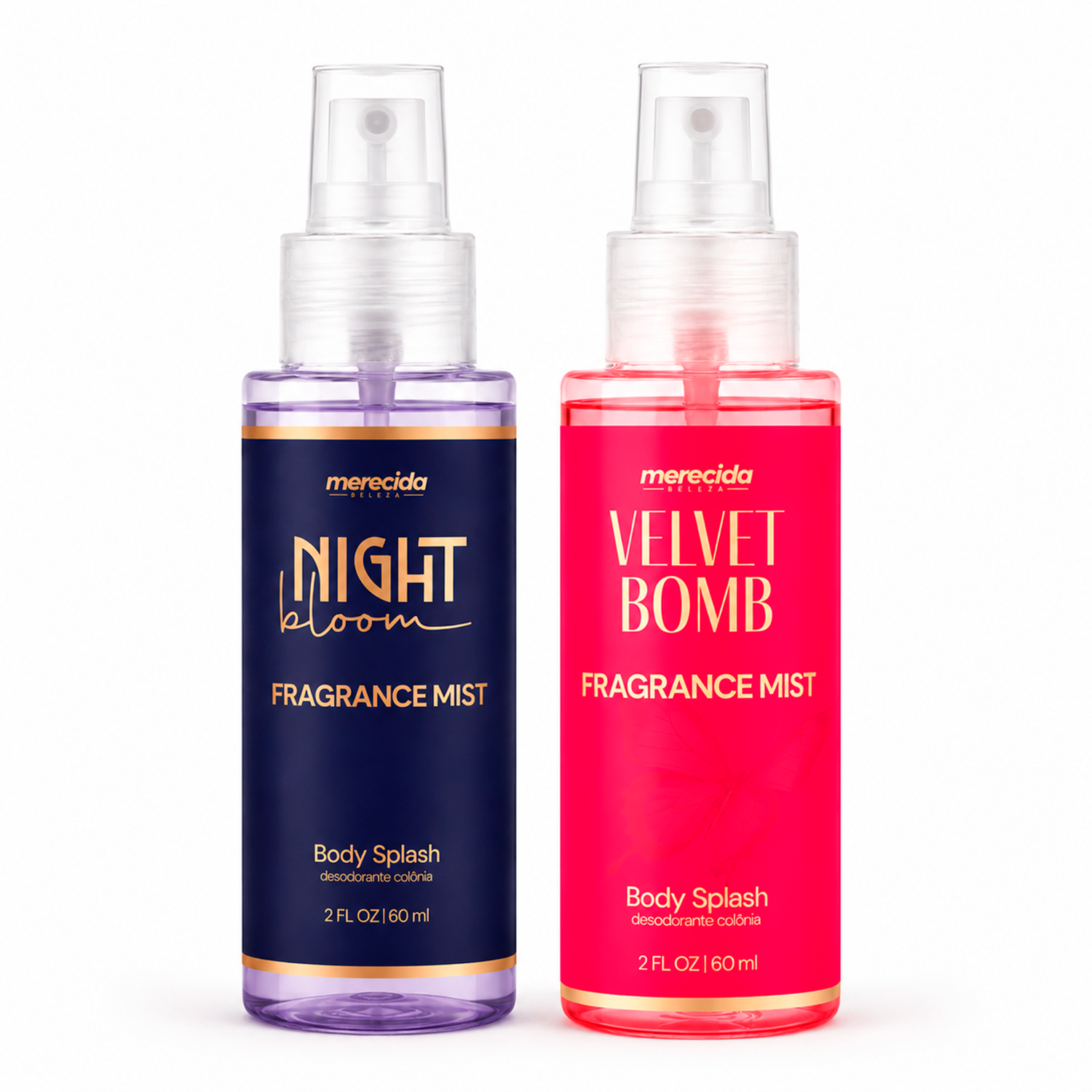 Kit 2 Body Splash Desodorante Colônia 60ml - Night Bloom e Velvet Bomb