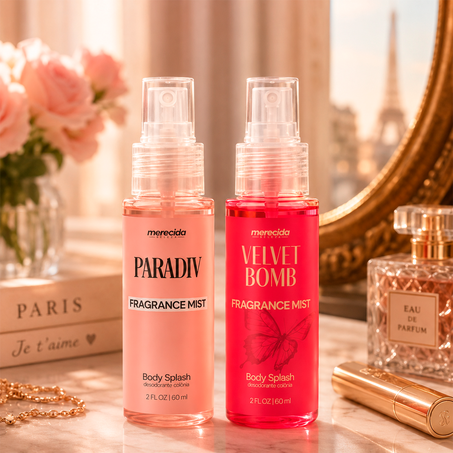 Kit 2 Body Splash Desodorante Colônia 60ml - Paradiv e Velvet Bomb