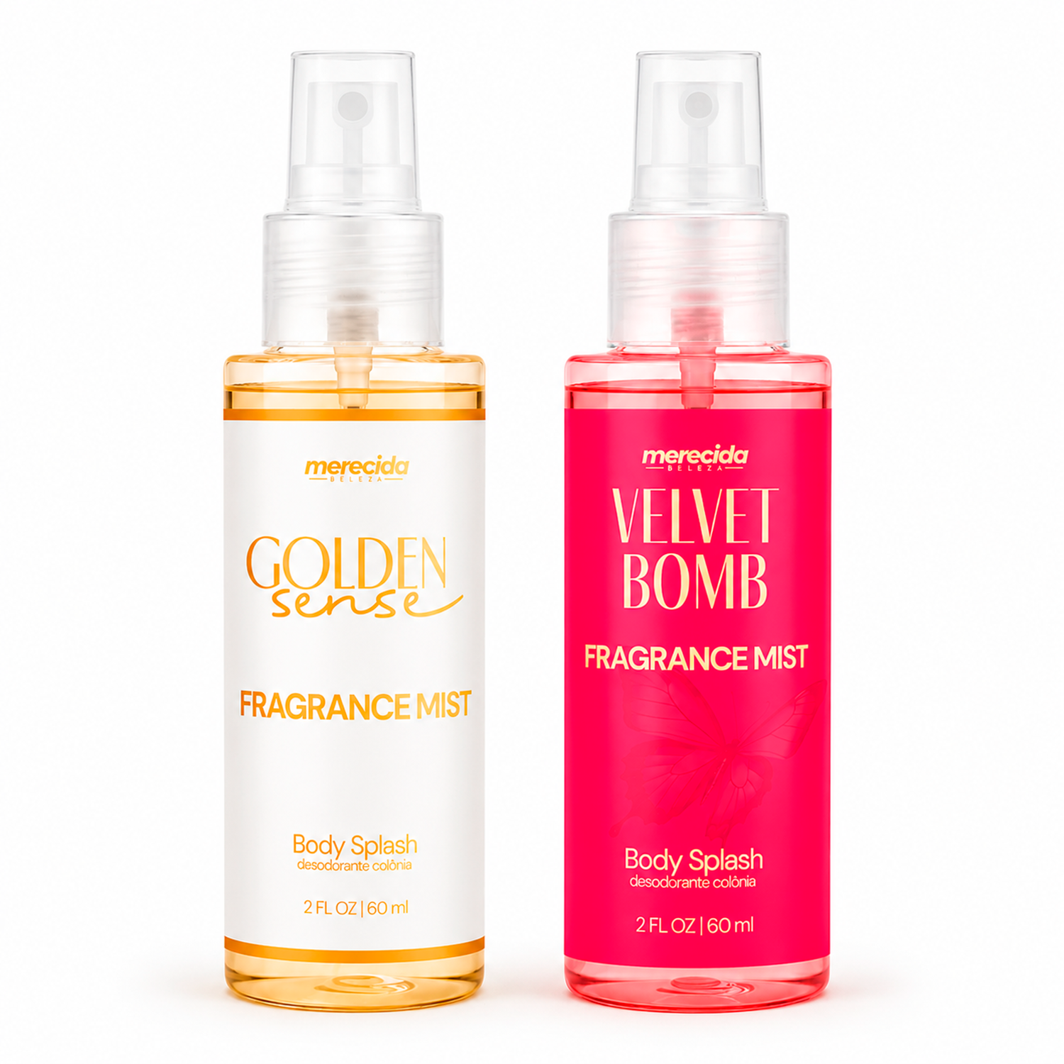 Kit 2 Body Splash Desodorante Colônia 60ml - Golden Sense e Velvet Bomb
