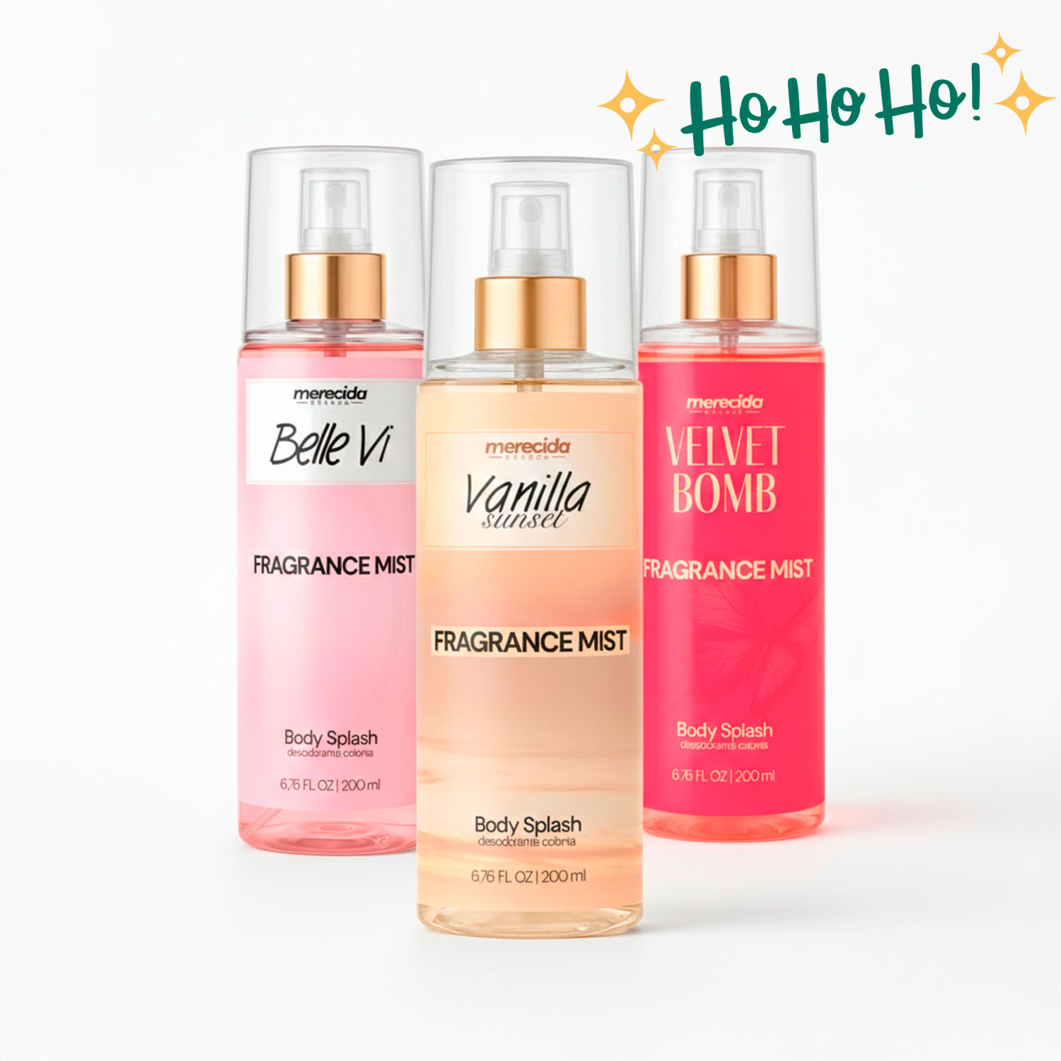 Kit 3 Body Splash Desodorante Colônia 200ml - Belle Vi, Vanilla Sunset, Valvet Bomb