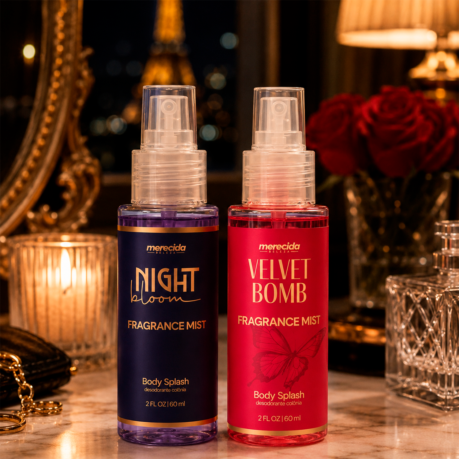 Kit 2 Body Splash Desodorante Colônia 60ml - Night Bloom e Velvet Bomb